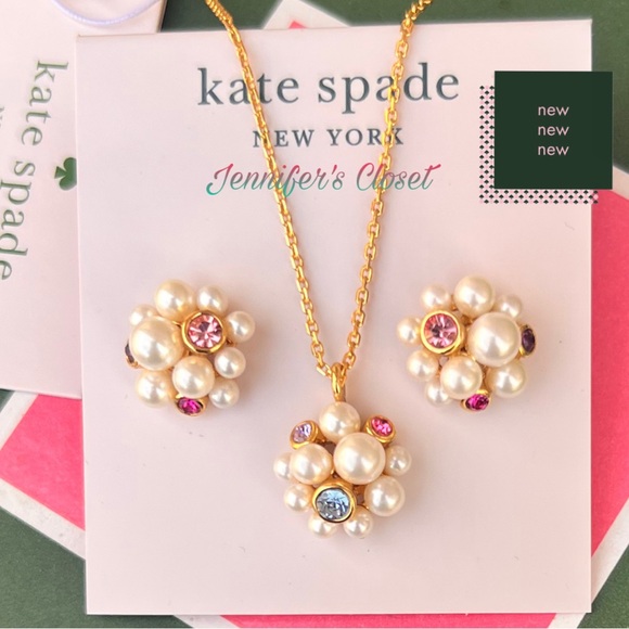 Kate Spade Pearl & Stone Cluster Pendant Necklace /NWT - Picture 3 of 4